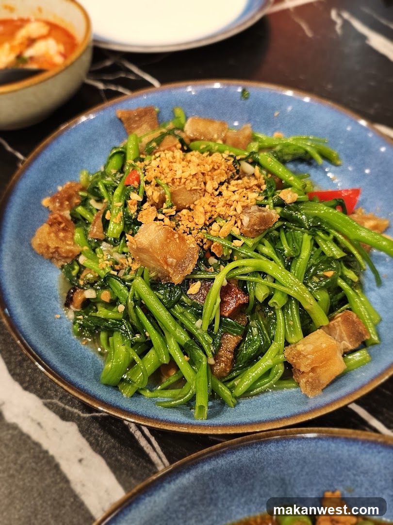 Stir-fried Water Spinach with Crispy Pork Belly