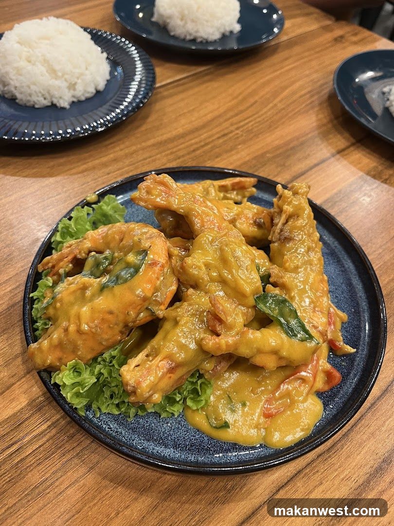 Salted Egg Yolk Prawns with Rice