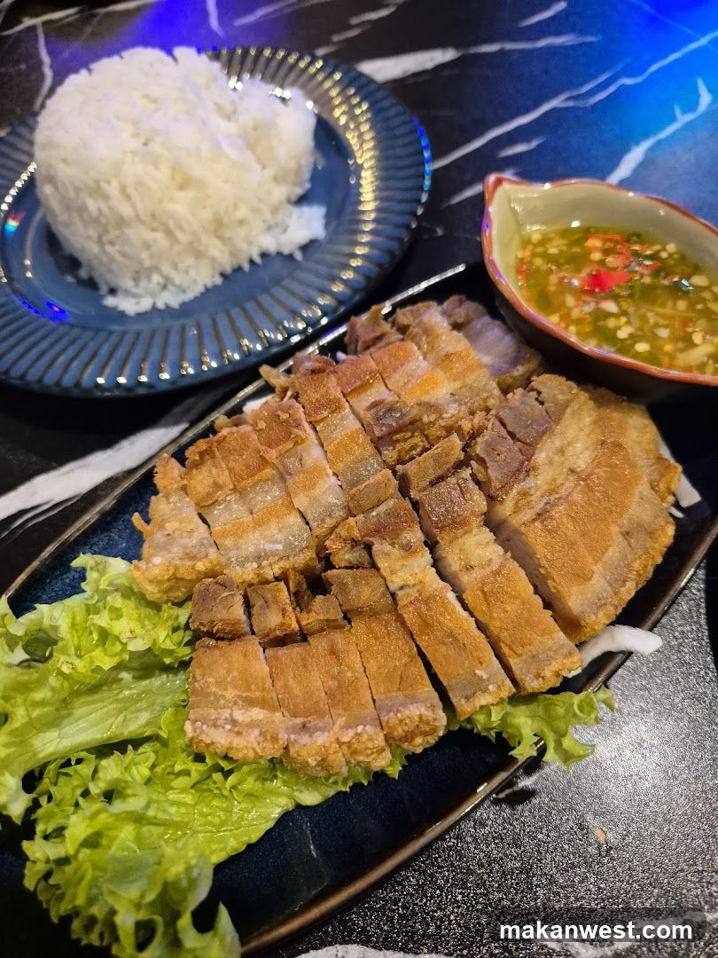 Crispy Pork Belly with Rice and Dipping Sauce