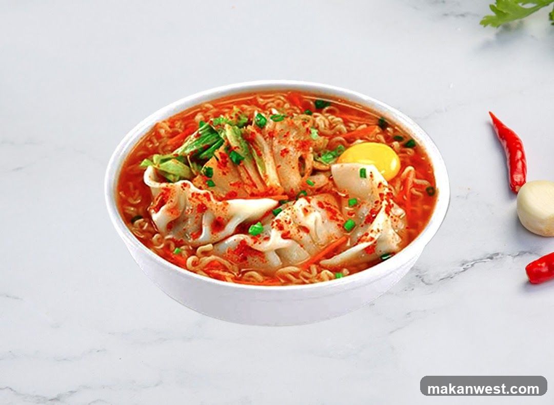 Kimchi Ramen with Dumplings