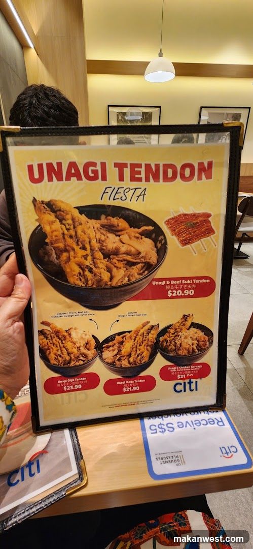 Unagi Tendon Fiesta Menu