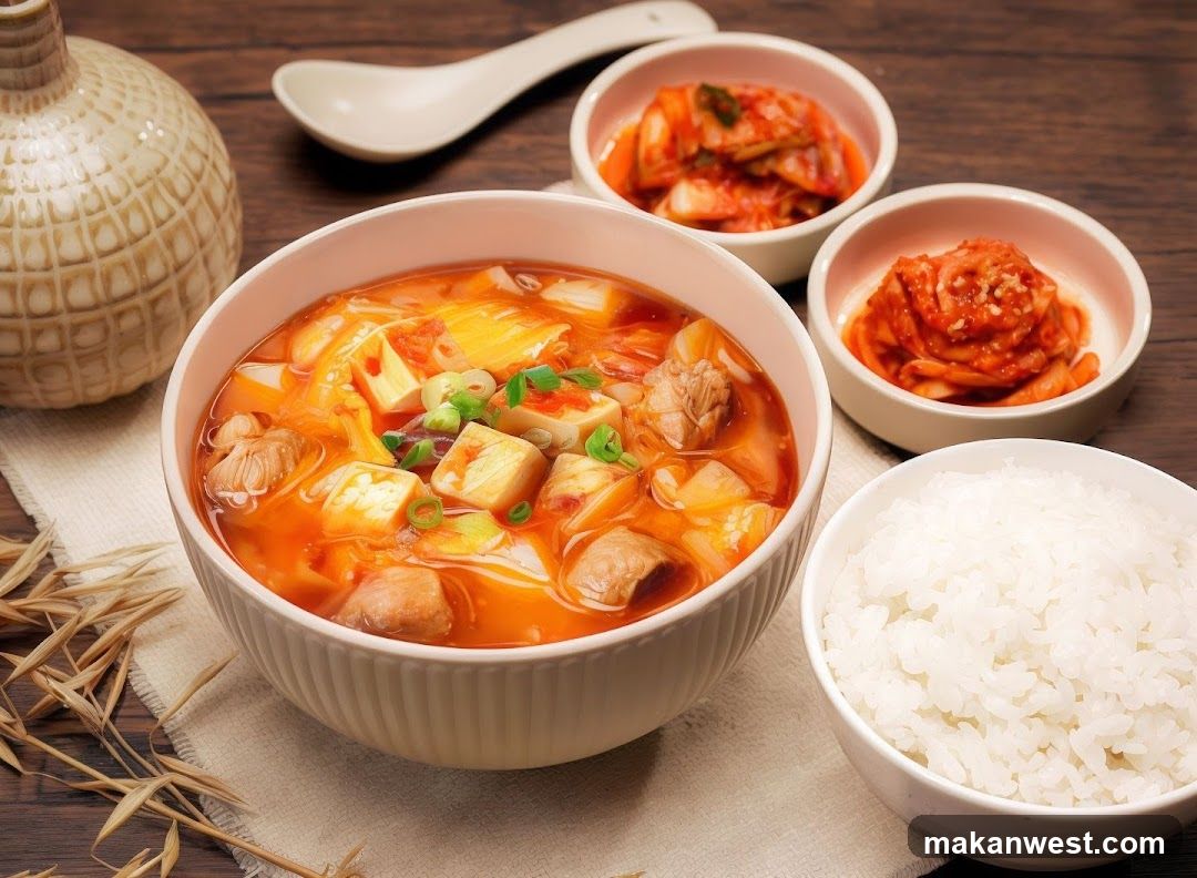 Korean Stew with Rice and Kimchi