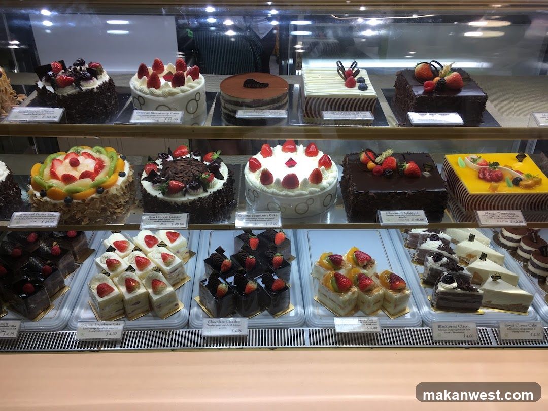 Cakes in a Display Case