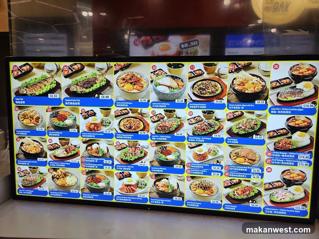 Korean Food Menu