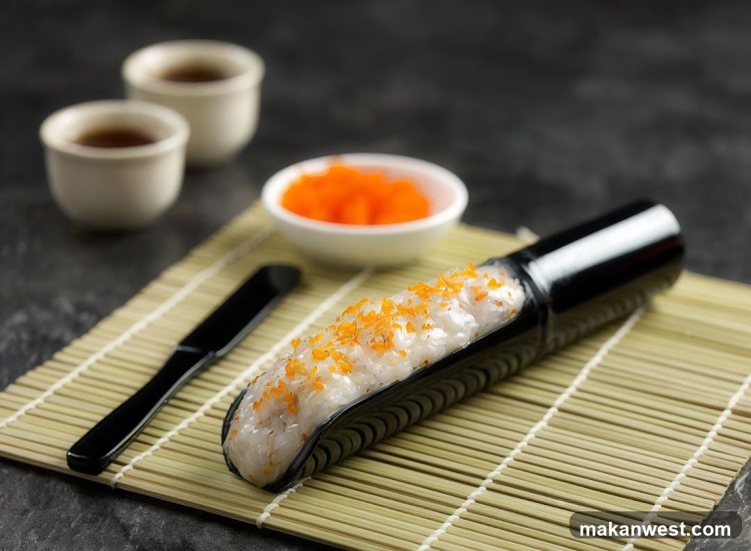 Sushi Roll with Tobiko and Tea