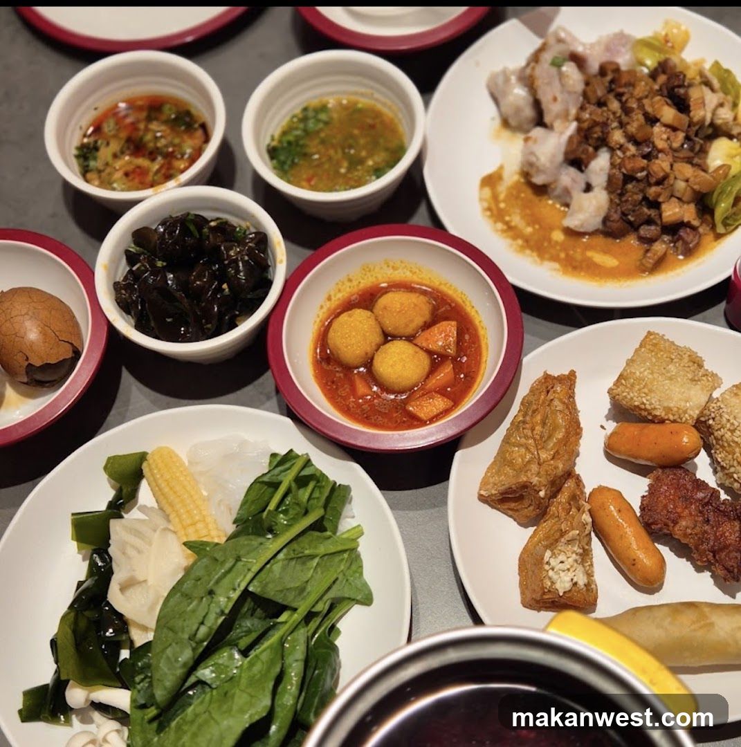 Assortment of Hot Pot Ingredients and Dishes