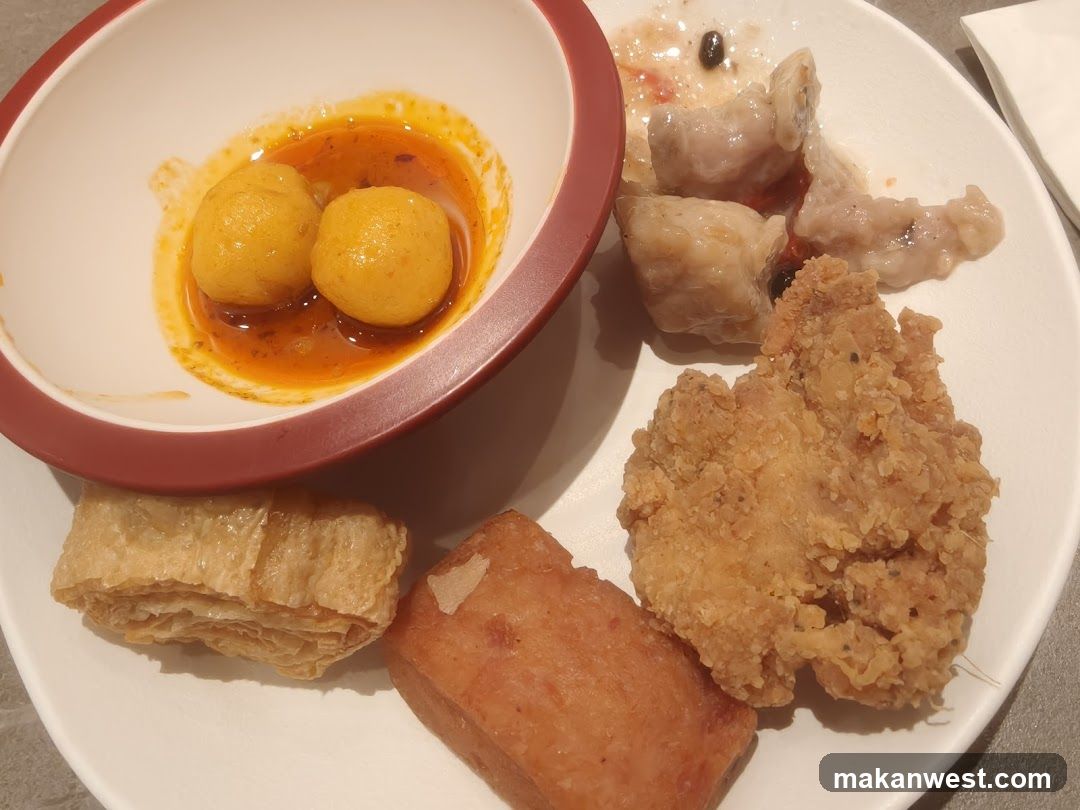 Plate of Assorted Fried and Steamed Foods
