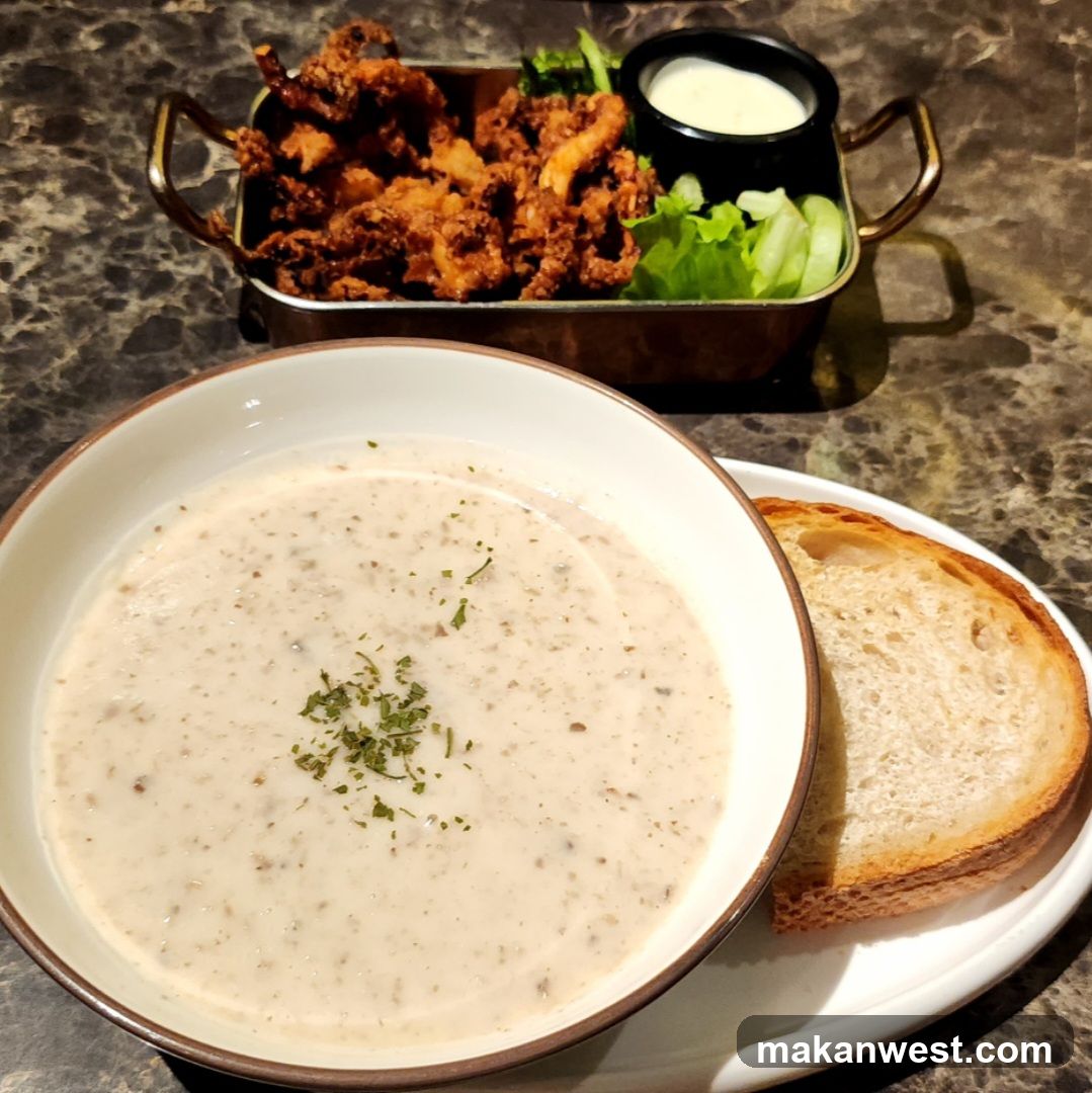 Mushroom Soup and Fried Calamari