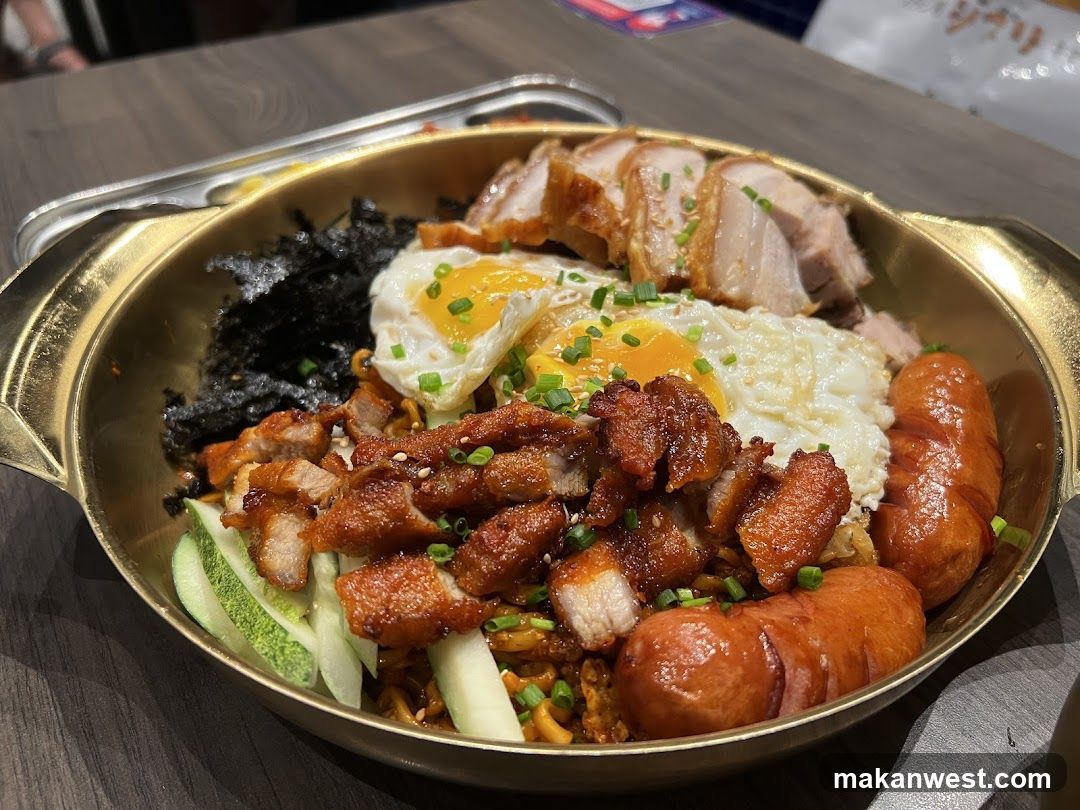 Korean Noodle Dish with Pork and Eggs