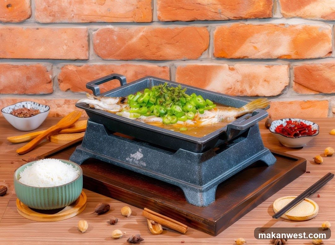 Steamed Fish with Peppers and Rice