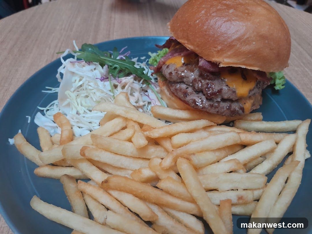 Double Patty Cheeseburger with Fries and Coleslaw