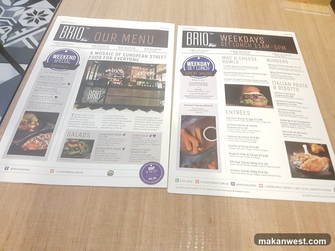BRIO OUR MENU