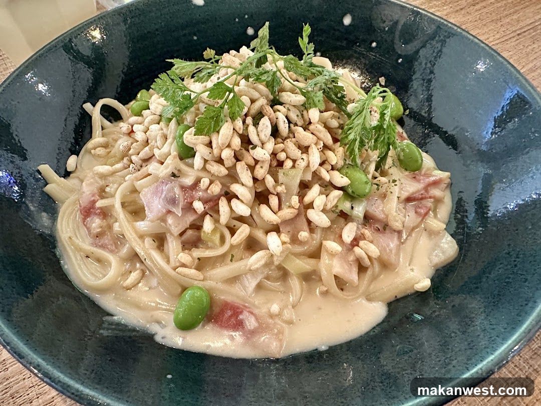 Pasta with Bacon and Edamame