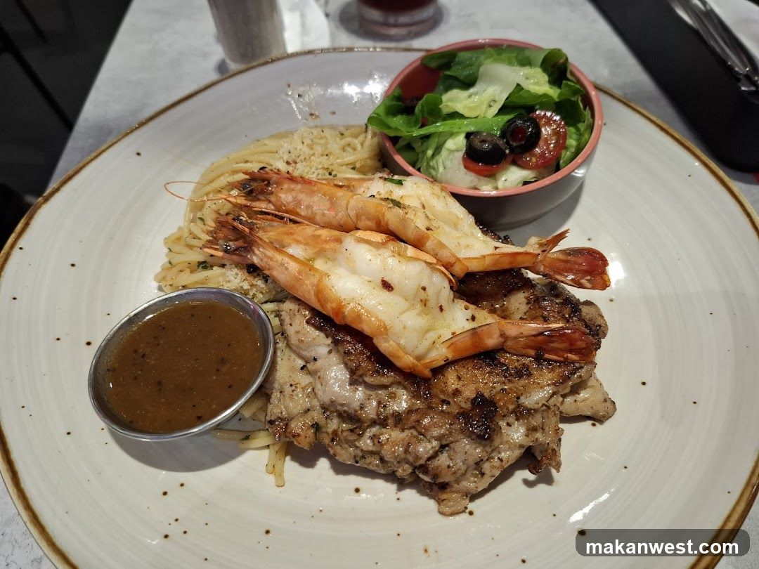 Grilled Chicken and Shrimp Pasta