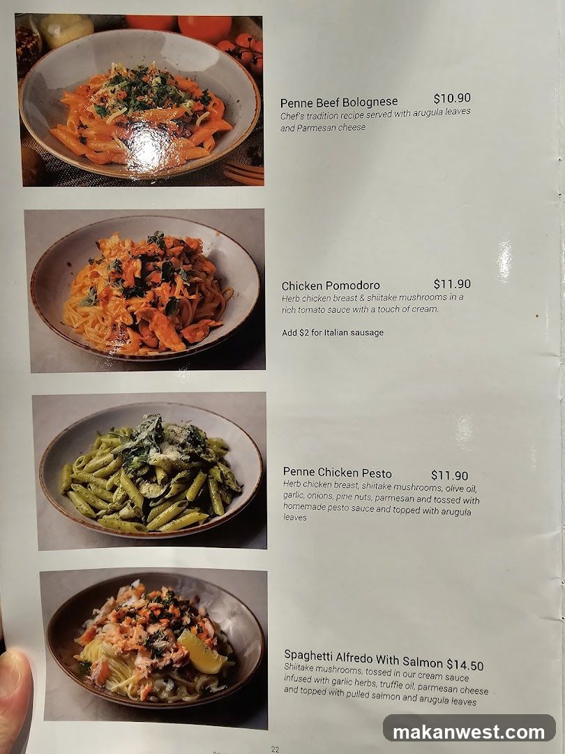Pasta Menu