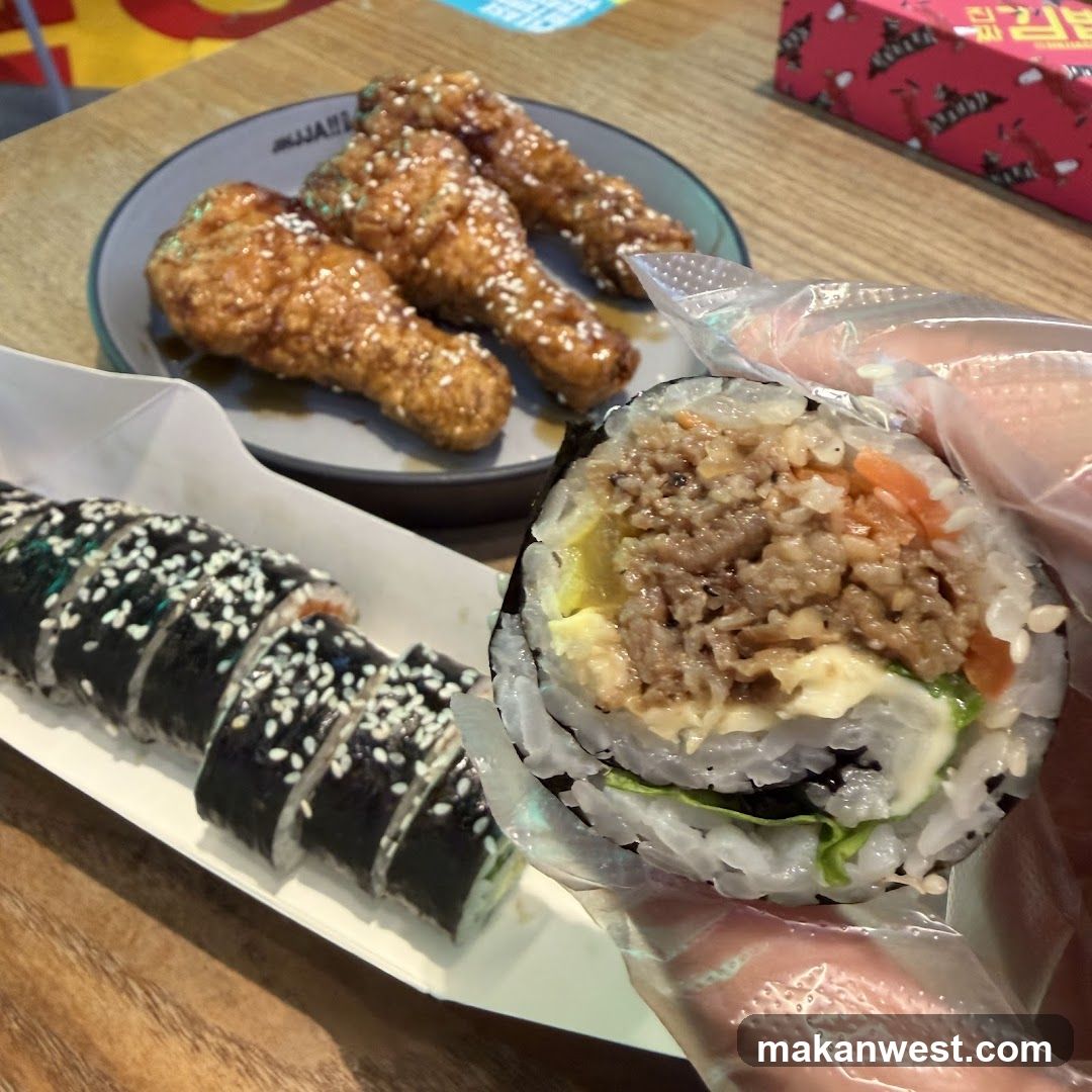 Korean Fried Chicken and Kimbap