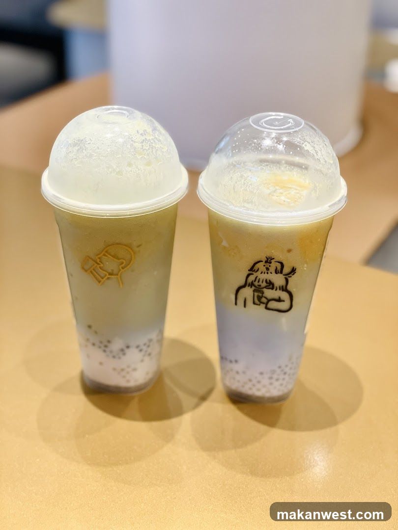 Two drinks with toppings