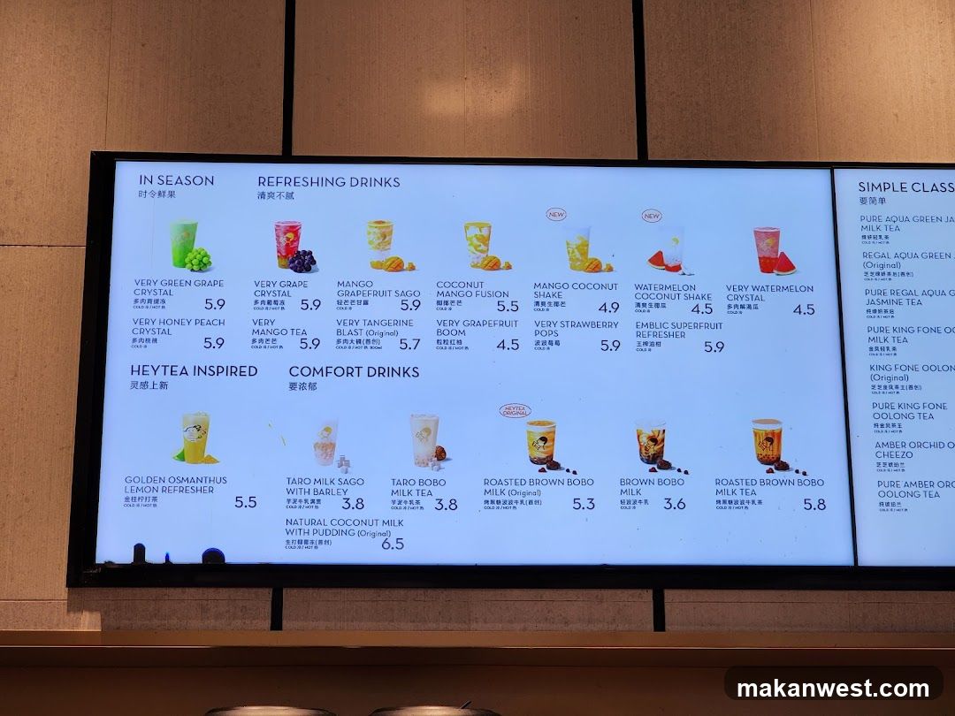 HEYTEA Menu