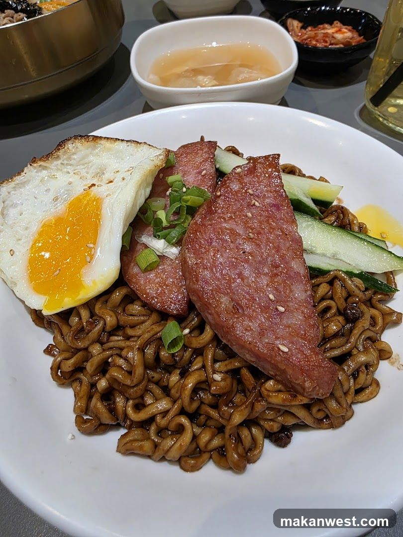 Jajangmyeon with Fried Egg and Spam