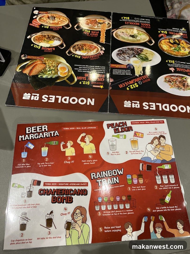 Noodles and Drinks Menu