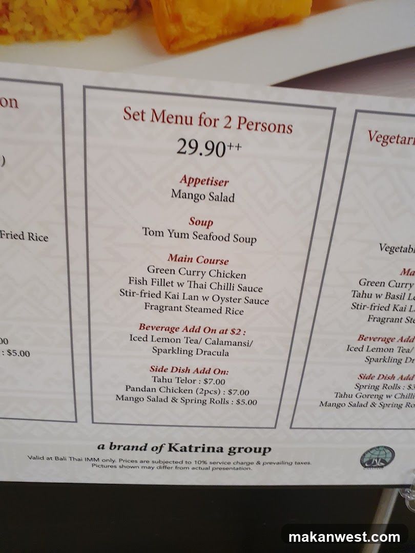 Set Menu for 2 Persons