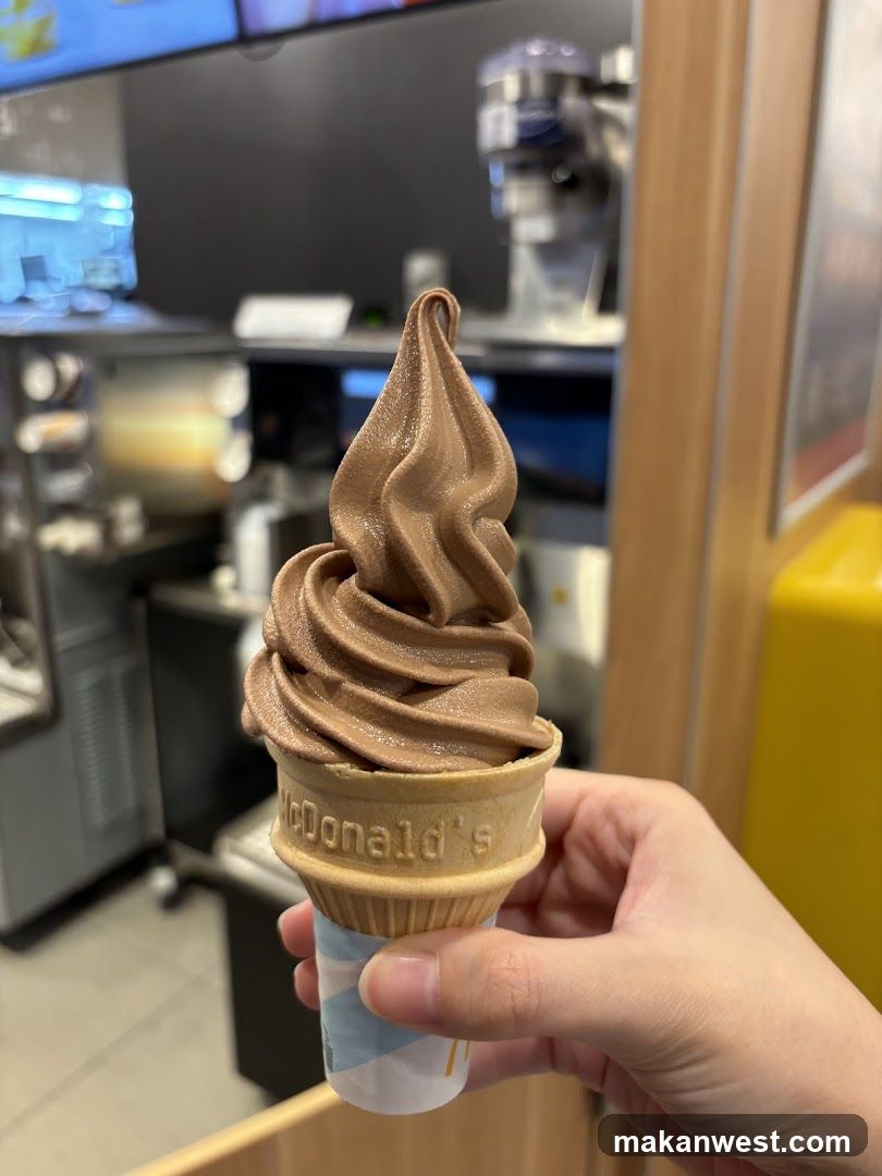 Chocolate Soft Serve Ice Cream Cone