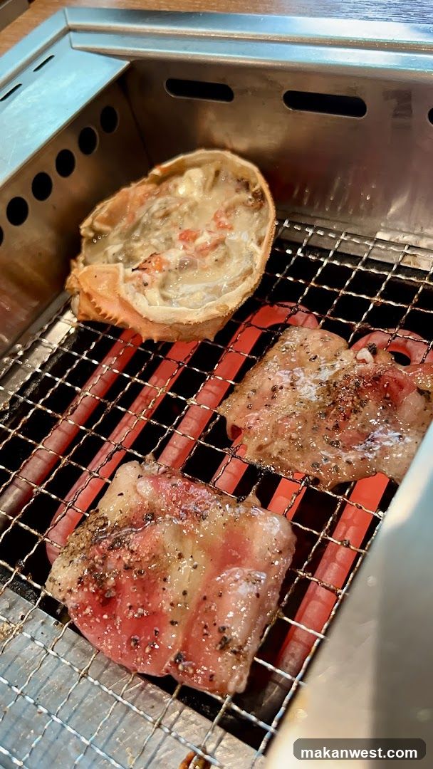 Grilling Meat and Crab