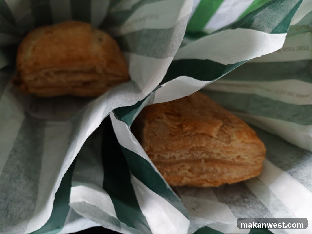 Pastries in a striped bag