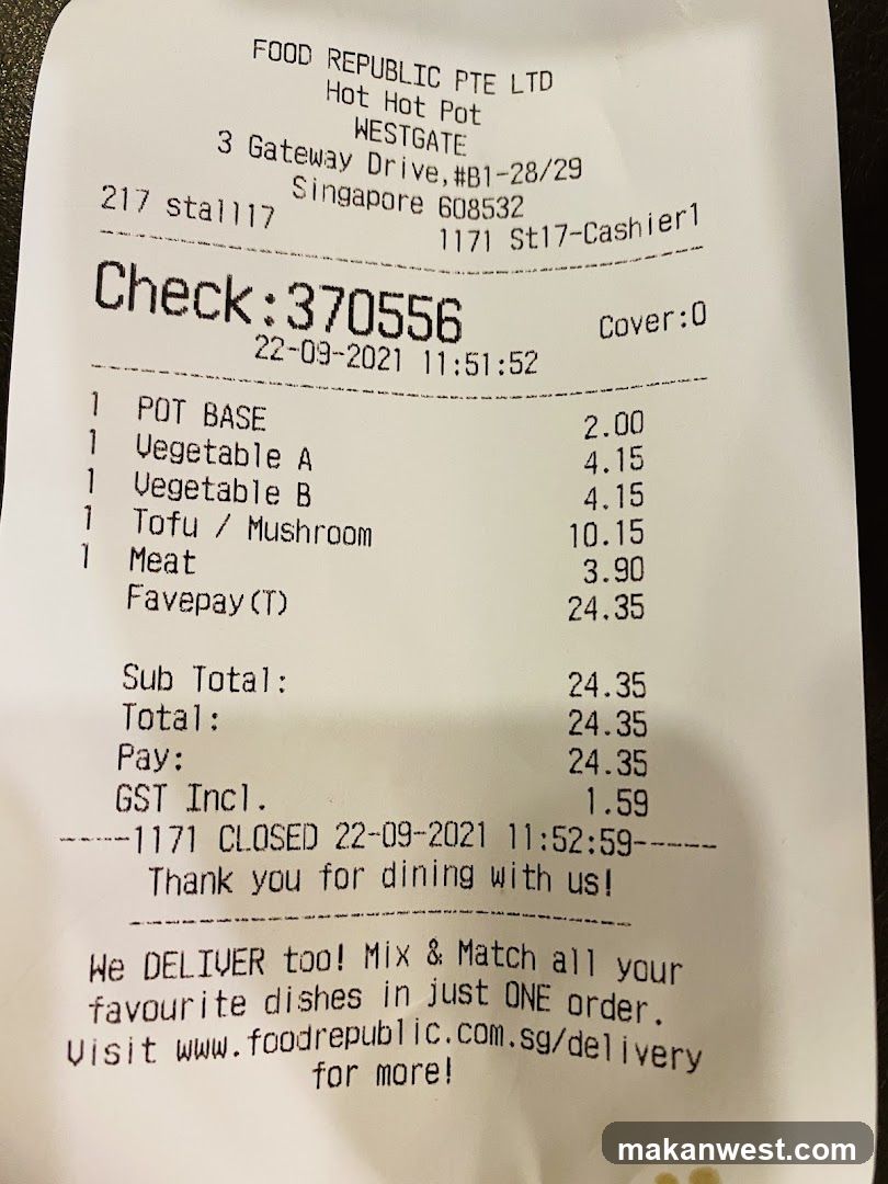 Food Republic Receipt