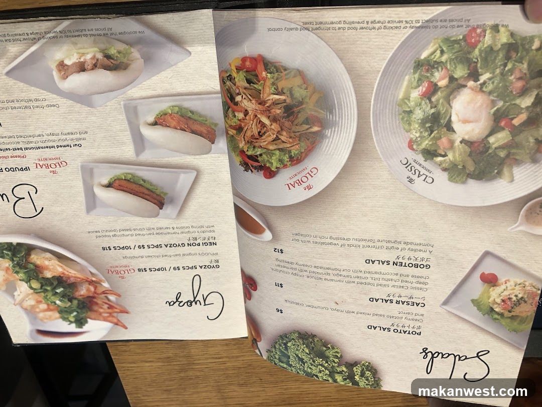 Menu with Salads and Gyoza