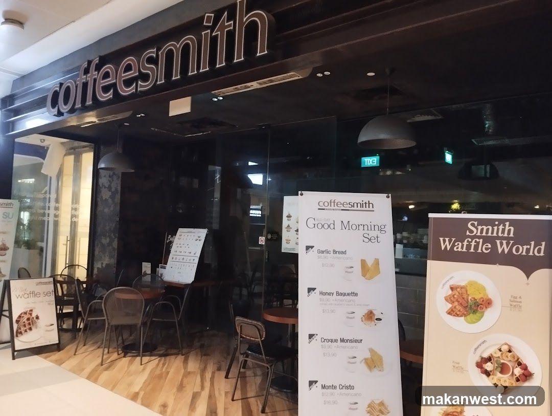 Coffeesmith storefront with menu displays