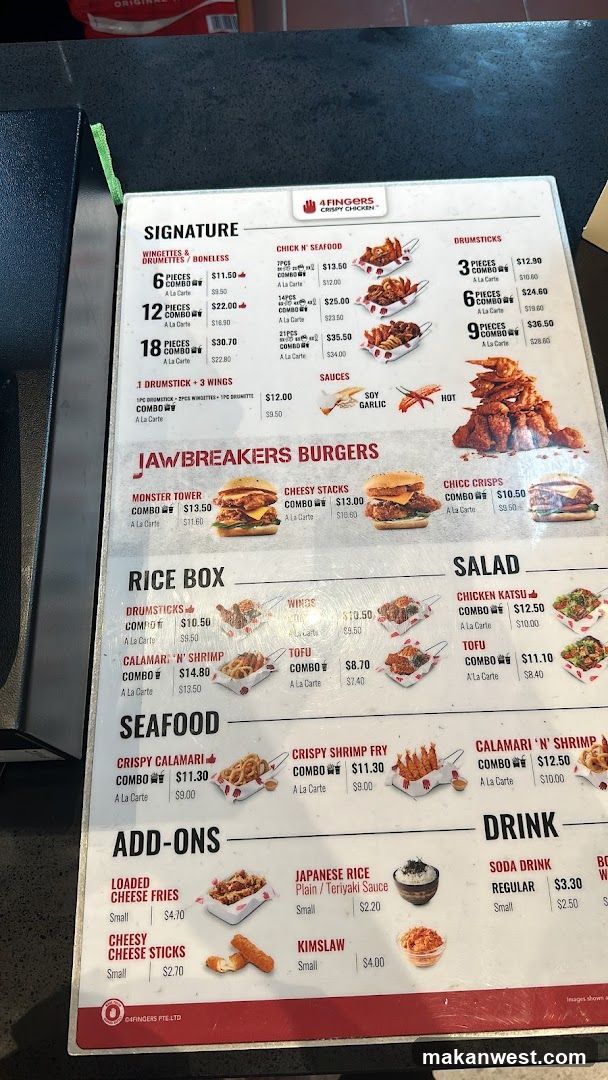 4 Fingers Crispy Chicken Menu