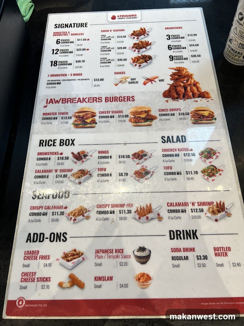 4 Fingers Crispy Chicken Menu