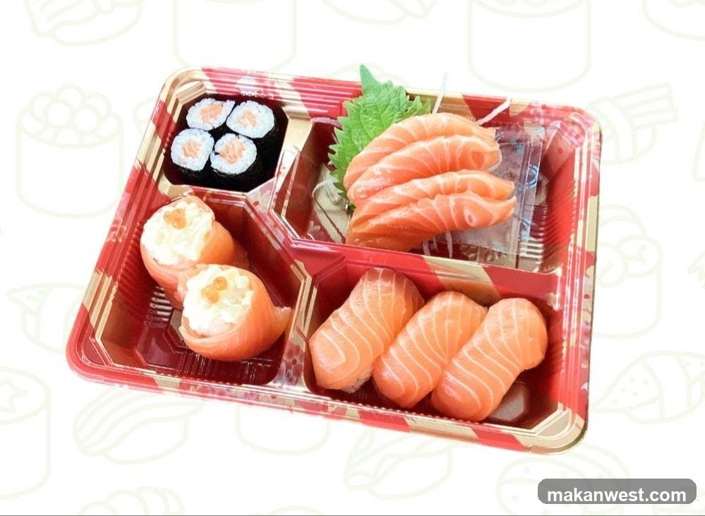 Salmon Sushi and Sashimi Bento Box