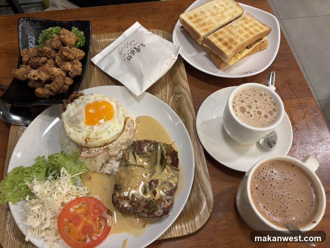 Meal with Fried Chicken and Drinks