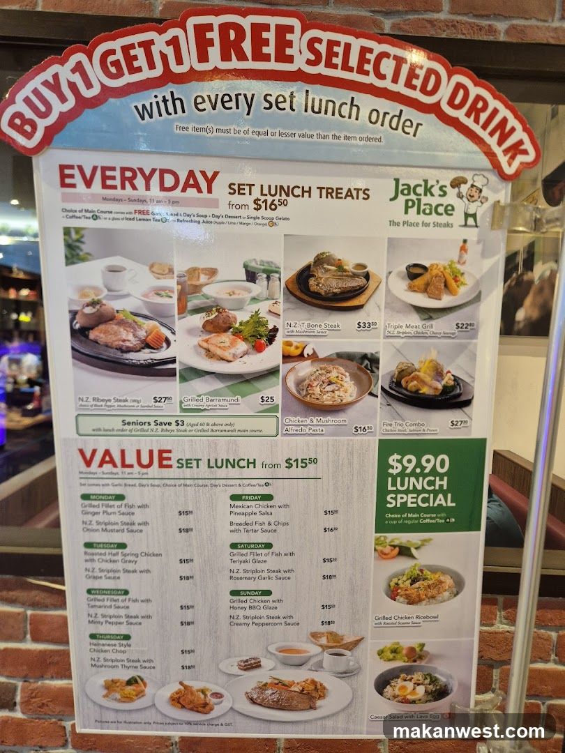 Jack's Place Set Lunch Menu