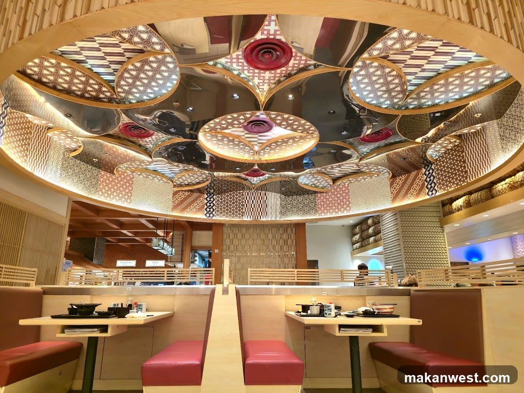 Restaurant Interior with Decorative Ceiling