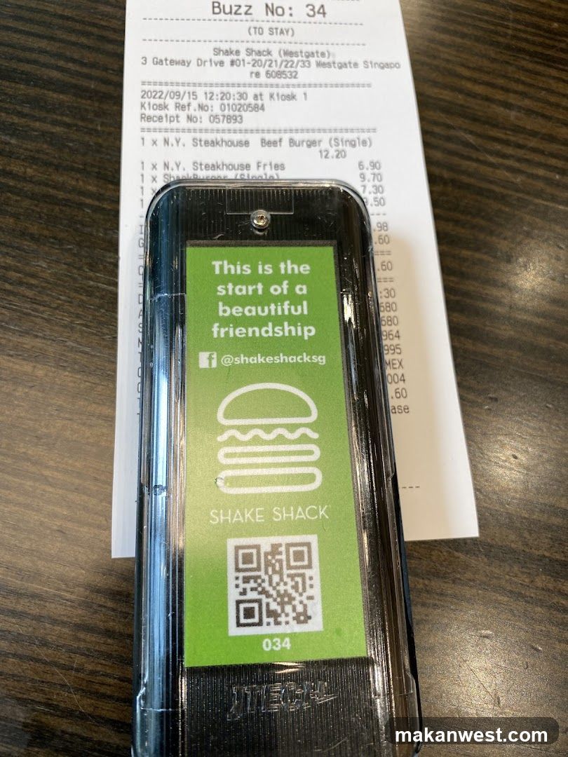 Shake Shack Receipt and Buzzer