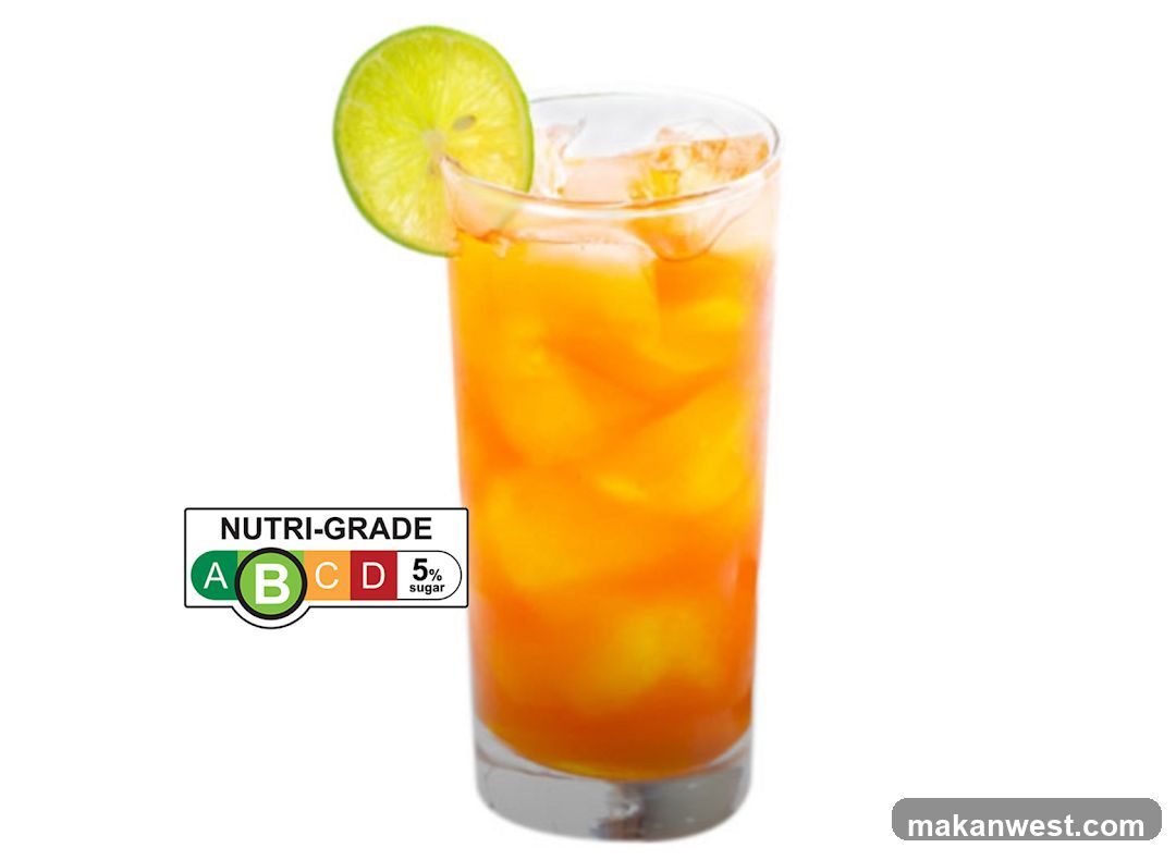 Orange Drink with Lime and Nutri-Grade Label