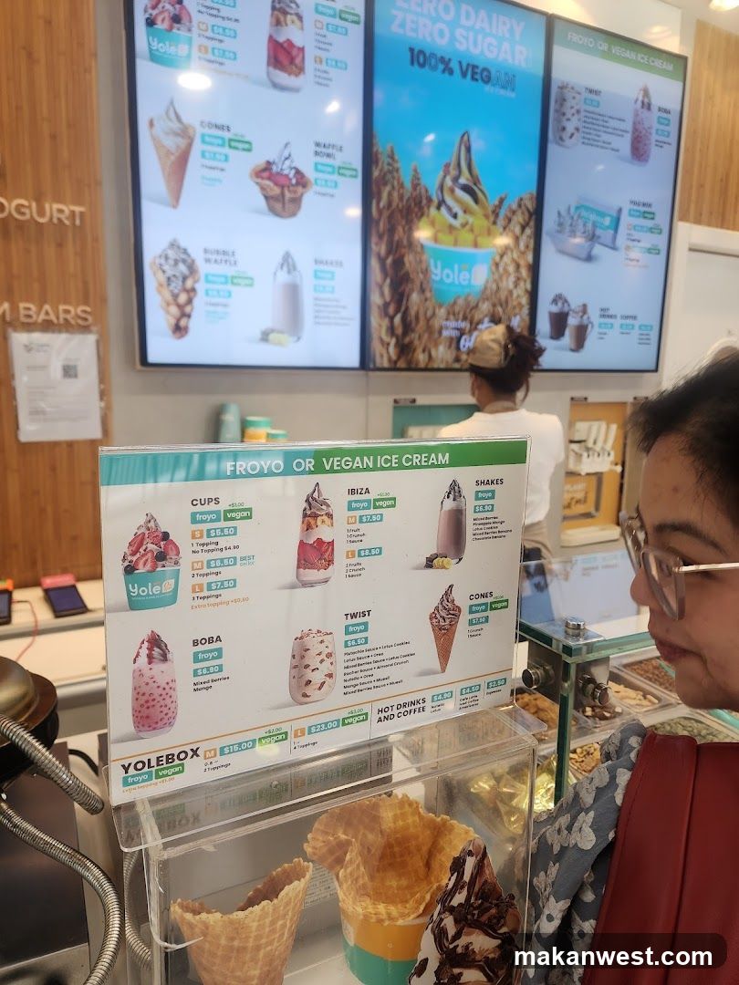 Yole Froyo or Vegan Ice Cream Menu