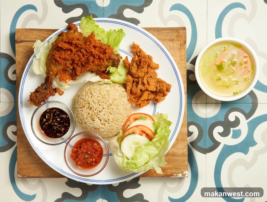 Food Plate on Patterned Tile Surface