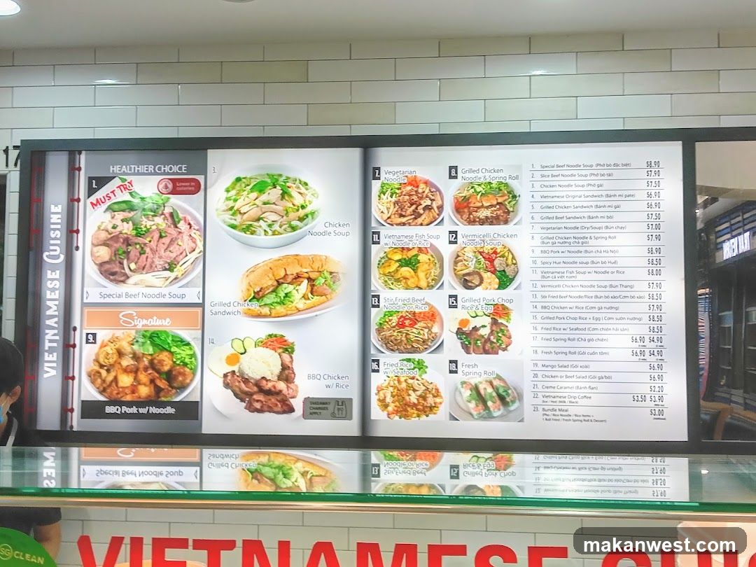 Vietnamese Cuisine Menu