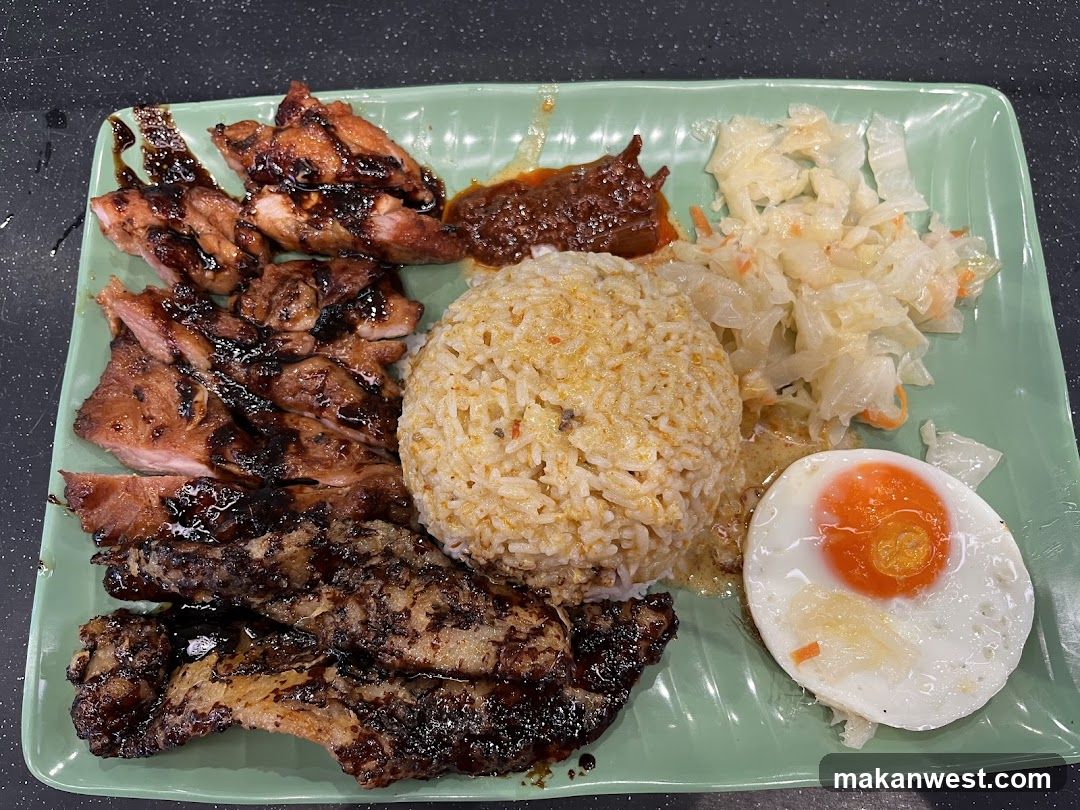 Grilled Chicken and Pork Rice Plate