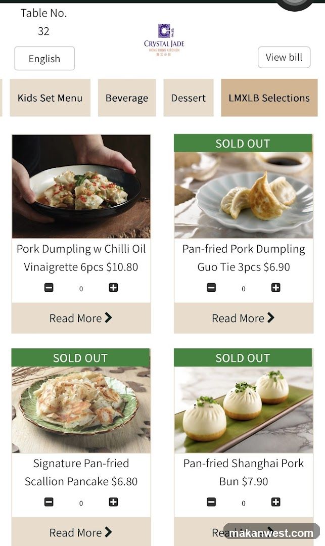 Crystal Jade Menu