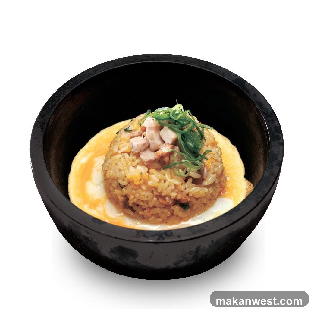 Rice dish in stone bowl