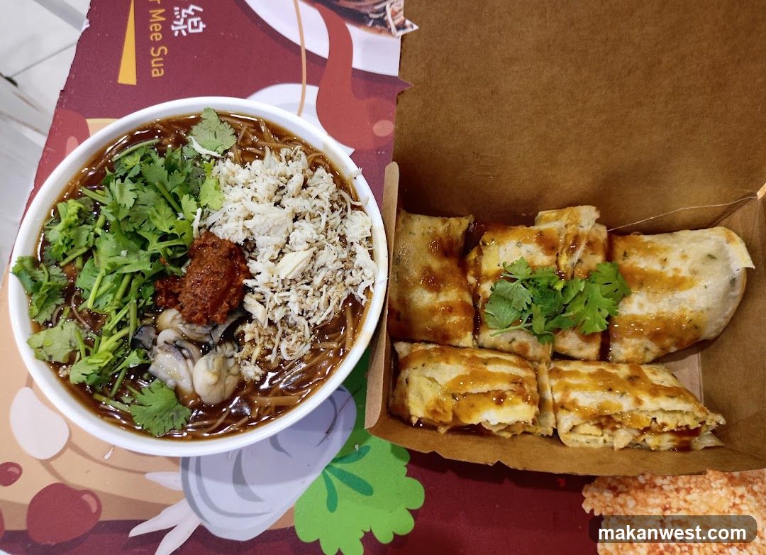 Oyster Mee Sua and Spring Rolls