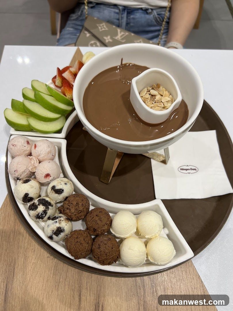 Chocolate Fondue with Ice Cream and Fruit