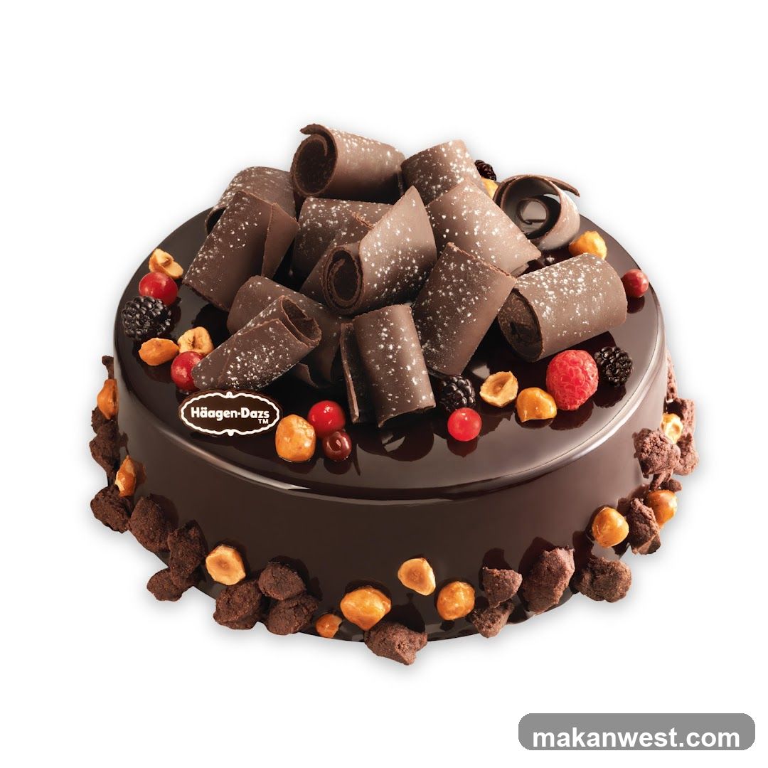 Chocolate Cake with Chocolate Curls and Berries