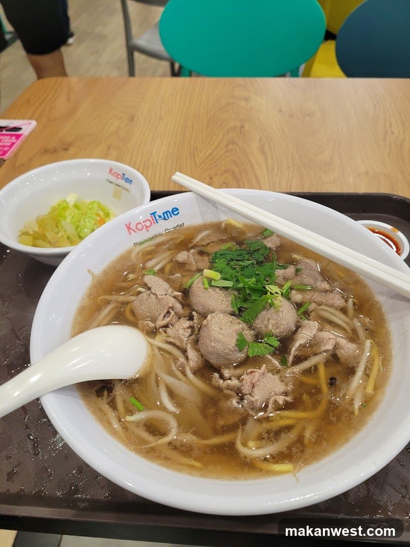 Beef noodle soup with meatballs