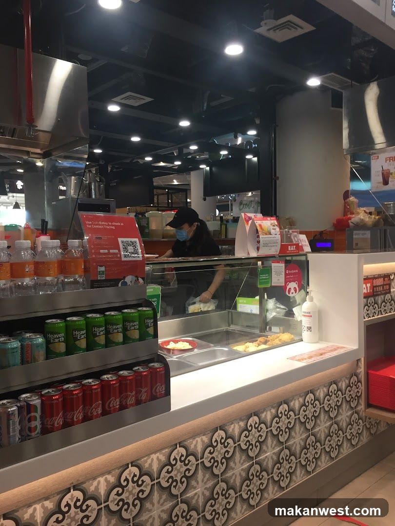 Food stall counter with drinks and food